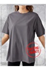 Koyu Gri Füme Antrasit Oversize Basic Tshirt