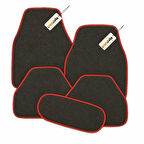 Antrasit Kırmızı Çizgili Oto Halı Paspas 5’li Set – Araba İçi Kaymaz Halı Paspas Takımı