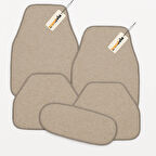 Bej Renk Oto Halı Paspas 5’li Set – Araba İçi Kaymaz Halı Paspas Takımı