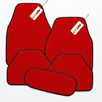 Kırmızı Renk Oto Halı Paspas 5’li Set – Araba İçi Kaymaz Halı Paspas Takımı