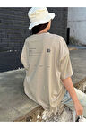 Kadın Life Sırt Baskılı Oversize Bisiklet Yaka T-shirt