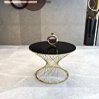 Hasır Model Gold Metal Siyah Cam Orta Sehpa
