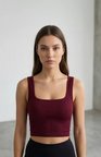 Kadın Bordo Kalın Askılı Crop Top Büstiyer – Modern ve Şık Tasarım