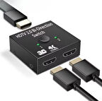 HDMI Switch HDMI Splitter, HDMI Anahtar, 2 Giriş 1 Çıkış, PS5, PS4, Xbox, TV Kutusu, TV Stick, Monitör, PC ile Uyumlu, Çift Yönlü AB Anahtar,