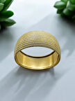 8 Mm Kalın Bombeli Mat Düz 14 Ayar Altın Alyans Yüzük