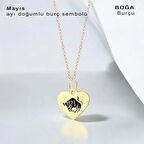 Doğanın En Güzel Halini Yansıtan Kalp Motifli 14 Ayar Altın Plakalı Mayıs Kolyesi