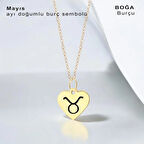 Çiçeklerin Zarafetini Anımsatan Kalp Motifli 14 Ayar Altın Plakalı Mayıs Kolyesi