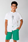 Miniğimin Cicileri 7-14 yaş şortlu detaylı oversize erkek çocuk takım - Yeşil