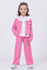 Miniğimin Cicileri Şeffaf Çantalı Lale Desen Ceketli Takım 4 lü - Pembe