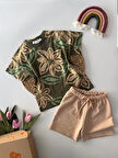 Miniğimin Cicileri Desenli Şortlu Unisex Penye Takım - Yeşil