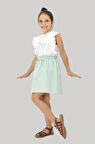 Miniğimin Cicileri Papatya Nakışlı Müslin Etekli Takım - Yeşil