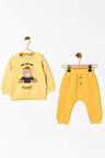 Miniğimin Cicileri Best Day Ever Fırçalı Baskı Erkek Bebek 2 li Takım - Sarı