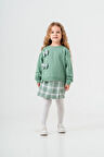 Miniğimin Cicileri Fiyonk Detaylı Ekose Şort Etekli Kız Çocuk Takım - Yeşil