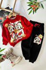 Miniğimin Cicileri Mnn Mcky Karakter Baskılı Yılbaşı Konsept Unisex Çocuk Takım - Kırmızı-Siyah