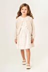 Miniğimin Cicileri Triko Hırkalı Fisto Yakalı Kız Çocuk Pamuk Elbise Takım - Bej