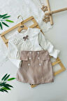 Miniğimin Cicileri Kareli Şort Etekli Yaka Detaylı Kız Çocuk 2 li Takım - Pembe