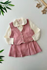 Miniğimin Cicileri Chanel Yelekli Kız Çocuk 3 lü Takım - Pudra