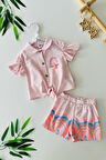 Miniğimin Cicileri Püskül Detaylı Kız Bebe Şortlu Bağlamalı 2 li Takım - Pembe