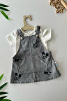 Miniğimin Cicileri Mnn Baskılı Yumuşak Kotlu Kız Bebe 2 li Takım - Gri