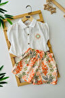 Miniğimin Cicileri Cep Örgü Dantel Detaylı Kız Çocuk Etnik Şortlu Takım - Beyaz