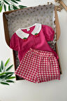 Miniğimin Cicileri Ekose Şortlu Meyve Örgü Desenli Kız Çocuk 2 li Takım - Pembe