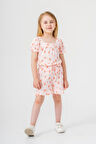 Miniğimin Cicileri Çiçek Baskı Müslin Kız Çocuk Şortlu Takım - Somon
