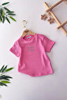 Miniğimin Cicileri New Taş İşlemeli Kız Çocuk Esnek Crop - Pembe