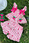 Minigimin Cicileri Fiyonk Desenli Çilek Baskılı Gipeli Kız Çocuk 2 Li Takım - Pembe