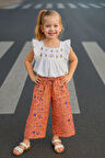Miniğimin Cicileri Etnik Desenli Şalvar Pantolonlu Kız Çocuk Takım  –  Mercan