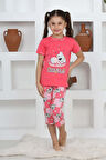 Miniğimin Cicileri (3-14 Yaş) Koala Desenli Kız Çocuk Kapri Takım - Fuşya