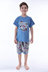 Miniğimin Cicileri (6-11 Yaş) Cool Boy Desenli Erkek  Çocuk Kapri Takım - indigo