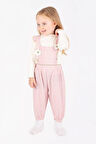 Minigimin Cicileri Papatya Desen Salopet 2 Li Kız Bebek Takım - Pembe