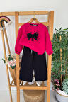 Miniğimin Cicileri Fiyonk Taş Detaylı Çimalı Takım - Fuşya