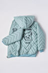 Minigimin Cicileri Bear Karakter Baskılı Erkek Çocuk İçi Welsoft Mevsimlik Mont - Su Yeşili