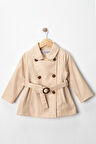 Miniğimin Cicileri Trençkot Kemerli Astarlı Kız Çocuk - Bej