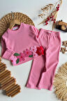 Miniğimin Cicileri Papatya Panç İşleme Detaylı Kız Çocuk 2 li Takım - Pembe