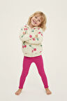 Miniğimin Cicileri Kiraz Desenli Kapüşonlu Kız Çocuk 2 li Takım - Pembe
