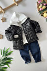 Miniğimin Cicileri Çıkarılabilir Kol Detaylı Min 3 lü Unisex Takım - Siyah