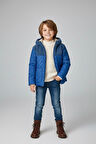 Miniğimin Cicileri Kapitoneli, Welsoft Detaylı Erkek Çocuk Mevsimlik Mont - Mavi