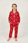 Miniğimin Cicileri Ayıcık Desenli Süet Kız Çocuk Pijama Takımı - Kırmızı