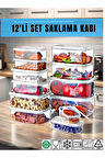12'li Set Dikdörtgen Saklama Kabı Seti / Sızdırmaz /  Beyaz