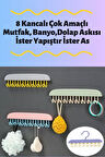 2 Adet Çok Amaçlı 8 Kancalı Yapışkanlı Askı Mutfak, Banyo, Dolap Askısı İster Yapıştır İster As