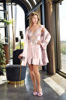 Saten Pudra Kimono Takım 5370