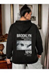 Unisex BROKKLYN Arka baskılı Kapüşonşu Sweatshirt