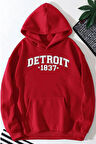 Detroit Baskılı Kapüşonlu Sweatshirt