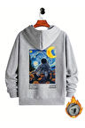 Astronot Arka Baskılı Kapüşonlu Sweatshirt