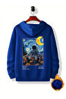 Astronot Arka Baskılı Kapüşonlu Sweatshirt