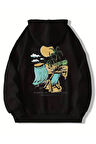 Beach Baskılı Kapüşonlu Sweatshirt