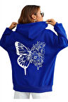 Unisex Kelebek Baskılı Kapüşonlu Sweatshirt