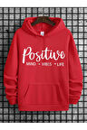 Positive Baskılı Kapüşonlu Sweatshirt